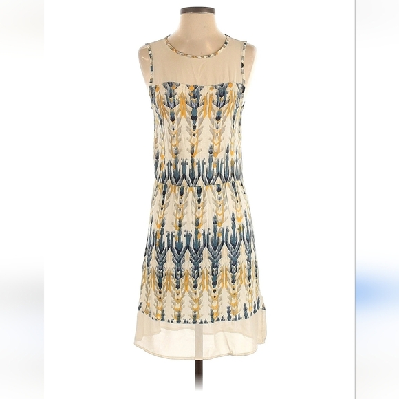 H&M Cream and Blue Sleeveless Sundress Size Large - Picture 1 of 8